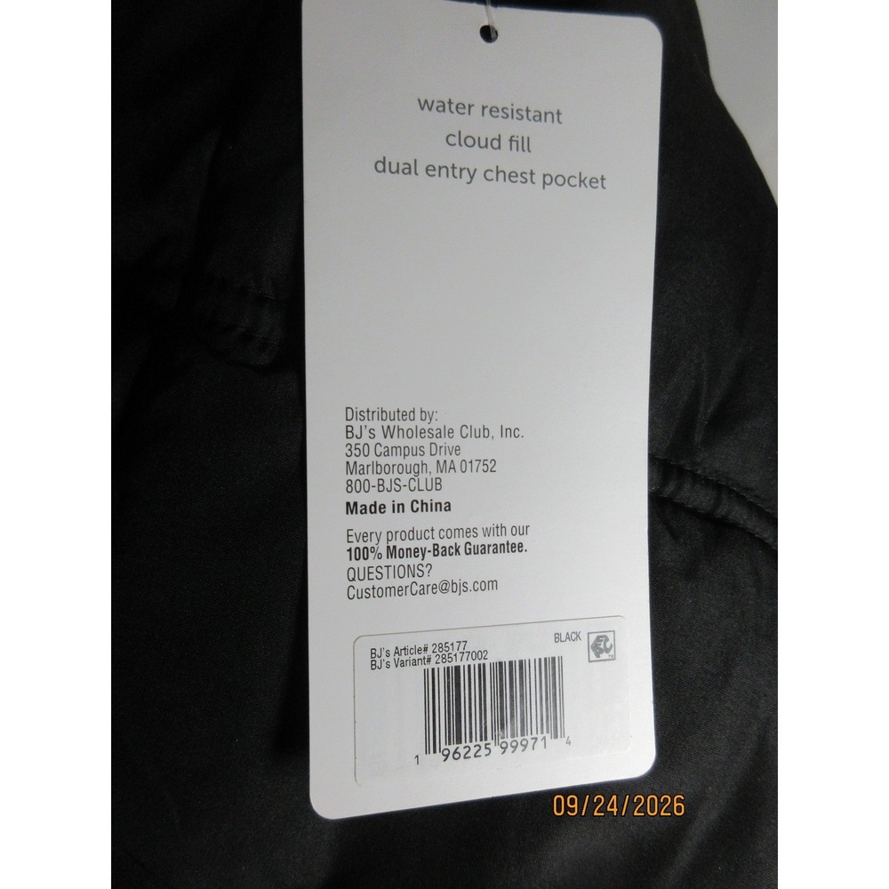 Berkley Jensen Mens Quilted Puffer Jacket Black Water Resistant Hooded Medium - Picture 6 of 7